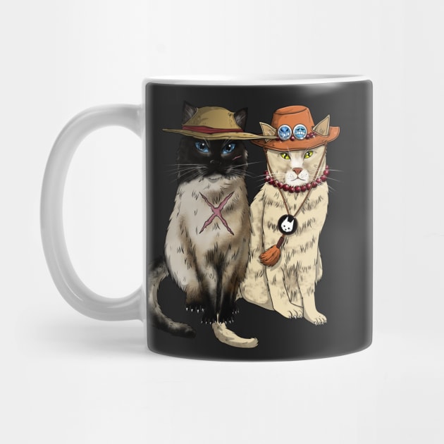 One Piece Cat / Luffy & Ace Cats by Artwalidshop